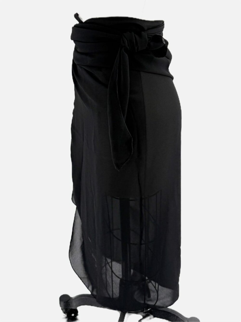 Black Tie-Front Beach Sarong Wrap Midi resort wear island vibe beachcore - Picture 7 of 10